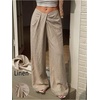 image:imageFloerns Womens Low Rise Linen Pants Wide Leg Twist Palazzo TrousersKhaki