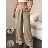 image:imageFloerns Womens Low Rise Linen Pants Wide Leg Twist Palazzo TrousersKhaki