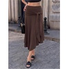 image:imageFloerns Womens Low Rise Tie Front Asymmetrical Ruffle Going Out Midi SkirtCoffee Brown
