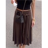 image:imageFloerns Womens Low Rise Tie Front Asymmetrical Ruffle Going Out Midi SkirtCoffee Brown