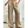 image:imageFloerns Womens Low Rise Wide Leg Pants Elastic Waist Drawstring Trousers with PocketsGold