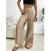image:imageFloerns Womens Low Rise Wide Leg Pants Elastic Waist Drawstring Trousers with PocketsGold