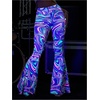 image:imageFloerns Womens Marble Flare Leg Pants Elastic Waist Reflective Music Festival Y2k PantsPurple Multi