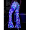 image:imageFloerns Womens Marble Flare Leg Pants Elastic Waist Reflective Music Festival Y2k PantsPurple Multi