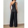 image:imageFloerns Womens One Shoulder Jumpsuit Sleeveless Tank Tops Wide Leg Pants Rompers JumperBlack