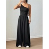 image:imageFloerns Womens One Shoulder Jumpsuit Sleeveless Tank Tops Wide Leg Pants Rompers JumperBlack
