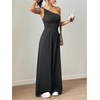 image:imageFloerns Womens One Shoulder Jumpsuit Sleeveless Tank Tops Wide Leg Pants Rompers JumperBlack