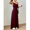 image:imageFloerns Womens One Shoulder Jumpsuit Sleeveless Tank Tops Wide Leg Pants Rompers JumperBurgundy