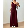 image:imageFloerns Womens One Shoulder Jumpsuit Sleeveless Tank Tops Wide Leg Pants Rompers JumperBurgundy