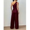 image:imageFloerns Womens One Shoulder Jumpsuit Sleeveless Tank Tops Wide Leg Pants Rompers JumperBurgundy