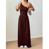 image:imageFloerns Womens One Shoulder Jumpsuit Sleeveless Tank Tops Wide Leg Pants Rompers JumperCoffee Brown