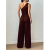 image:imageFloerns Womens One Shoulder Jumpsuit Sleeveless Tank Tops Wide Leg Pants Rompers JumperCoffee Brown