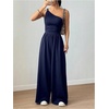 image:imageFloerns Womens One Shoulder Jumpsuit Sleeveless Tank Tops Wide Leg Pants Rompers JumperDark Blue