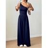 image:imageFloerns Womens One Shoulder Jumpsuit Sleeveless Tank Tops Wide Leg Pants Rompers JumperDark Blue