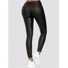 image:imageFloerns Womens PU Leather High Waisted Leggings Stretch Skinny Long Pants with PocketsBlack