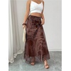 image:imageFloerns Womens Paisley Maxi Skirt Ruched Waist Vintage Vacation A Line SkirtBrown