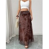 image:imageFloerns Womens Paisley Maxi Skirt Ruched Waist Vintage Vacation A Line SkirtBrown