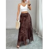 image:imageFloerns Womens Paisley Maxi Skirt Ruched Waist Vintage Vacation A Line SkirtBrown