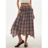 image:imageFloerns Womens Plaid ALine Midi Skirt Asymmetrical Ruffle Hem SkirtsMulticolor