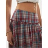 image:imageFloerns Womens Plaid ALine Midi Skirt Asymmetrical Ruffle Hem SkirtsMulticolor
