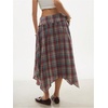 image:imageFloerns Womens Plaid ALine Midi Skirt Asymmetrical Ruffle Hem SkirtsMulticolor