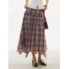 image:imageFloerns Womens Plaid ALine Midi Skirt Asymmetrical Ruffle Hem SkirtsMulticolor