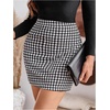 image:imageFloerns Womens Plaid High Waist Bodycon Split Mini SkirtBlack White Houndstooth