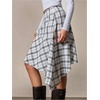 image:imageFloerns Womens Plaid Midi Skirt Low Rise Asymmetrical Ruffle Y2k SkirtsBlack and White