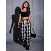 image:imageFloerns Womens Plaid Print Elastic Waist Sleepwear Pajama Bottom PantsBlack Ink Multi 1