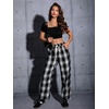 image:imageFloerns Womens Plaid Print Elastic Waist Sleepwear Pajama Bottom PantsBlack Ink Multi 1