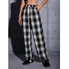 image:imageFloerns Womens Plaid Print Elastic Waist Sleepwear Pajama Bottom PantsBlack Ink Multi 1