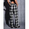 image:imageFloerns Womens Plaid Print Elastic Waist Sleepwear Pajama Bottom PantsBlack Ink Multi 1