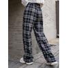 image:imageFloerns Womens Plaid Print Elastic Waist Sleepwear Pajama Bottom PantsBlack White Tartan