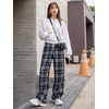 image:imageFloerns Womens Plaid Print Elastic Waist Sleepwear Pajama Bottom PantsBlack White Tartan