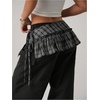 image:imageFloerns Womens Plaid Ruffle Side Tie Micro Mini Skirt Y2k Vintage A Line SkirtsBlack and Grey Plaid