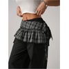 image:imageFloerns Womens Plaid Ruffle Side Tie Micro Mini Skirt Y2k Vintage A Line SkirtsBlack and Grey Plaid