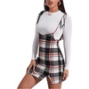 image:imageFloerns Womens Plaid Suspender Skirt Tie Shoulder Split Hem Overall Bodycon Mini DressA Black and Red