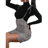 image:imageFloerns Womens Plaid Suspender Skirt Tie Shoulder Split Hem Overall Bodycon Mini DressBlack Multi