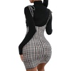 image:imageFloerns Womens Plaid Suspender Skirt Tie Shoulder Split Hem Overall Bodycon Mini DressBlack Multi