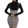image:imageFloerns Womens Plaid Suspender Skirt Tie Shoulder Split Hem Overall Bodycon Mini DressBlack Multi
