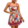 image:imageFloerns Womens Plus Size 2 Piece Summer Vacation Boho Outfit Tropical Camisole Top with Mini Skirt SetBeige Red Multi