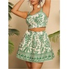 image:imageFloerns Womens Plus Size 2 Piece Summer Vacation Boho Outfit Tropical Camisole Top with Mini Skirt SetGreen Multi