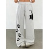 image:imageFloerns Womens Plus Size Cat Wide Leg Sweatpants Lounge Lightweight PantsLight Grey