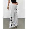 image:imageFloerns Womens Plus Size Cat Wide Leg Sweatpants Lounge Lightweight PantsLight Grey