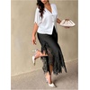 image:imageFloerns Womens Plus Size Elegant Stain Lace Skirt Going Out Long SkirtsBlack