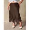 image:imageFloerns Womens Plus Size Elegant Stain Lace Skirt Going Out Long SkirtsBrown