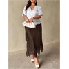 image:imageFloerns Womens Plus Size Elegant Stain Lace Skirt Going Out Long SkirtsBrown