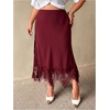 image:imageFloerns Womens Plus Size Elegant Stain Lace Skirt Going Out Long SkirtsBurgundy