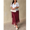 image:imageFloerns Womens Plus Size Elegant Stain Lace Skirt Going Out Long SkirtsBurgundy