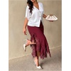 image:imageFloerns Womens Plus Size Elegant Stain Lace Skirt Going Out Long SkirtsBurgundy